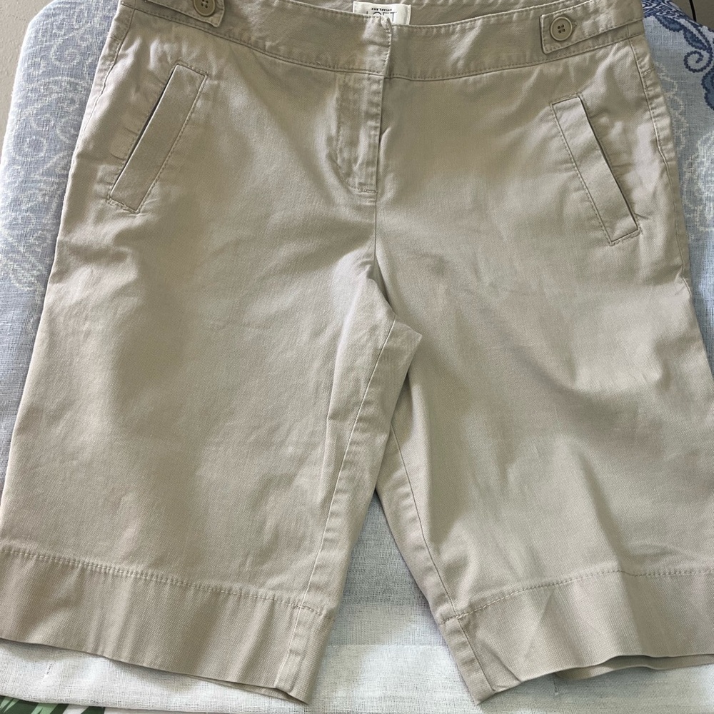 LOFT Tan Bermuda Shorts Cotton Blend Casual Wear